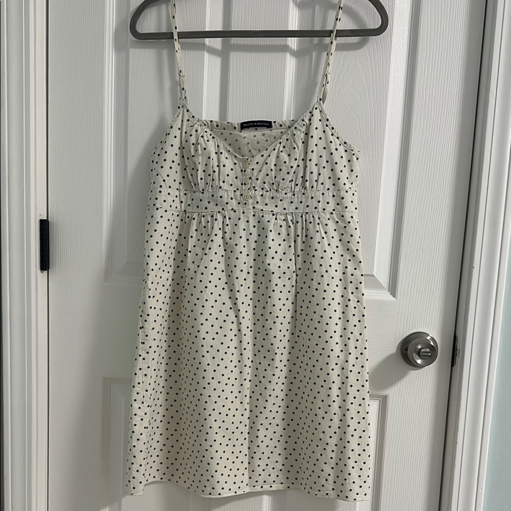 Brandy Melville White Mini Floral Dress with Tie in back